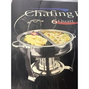 Bed Bath Beyond Stainless Steel Divided Oval Chafing Dish Set Cater Entertain 6Q